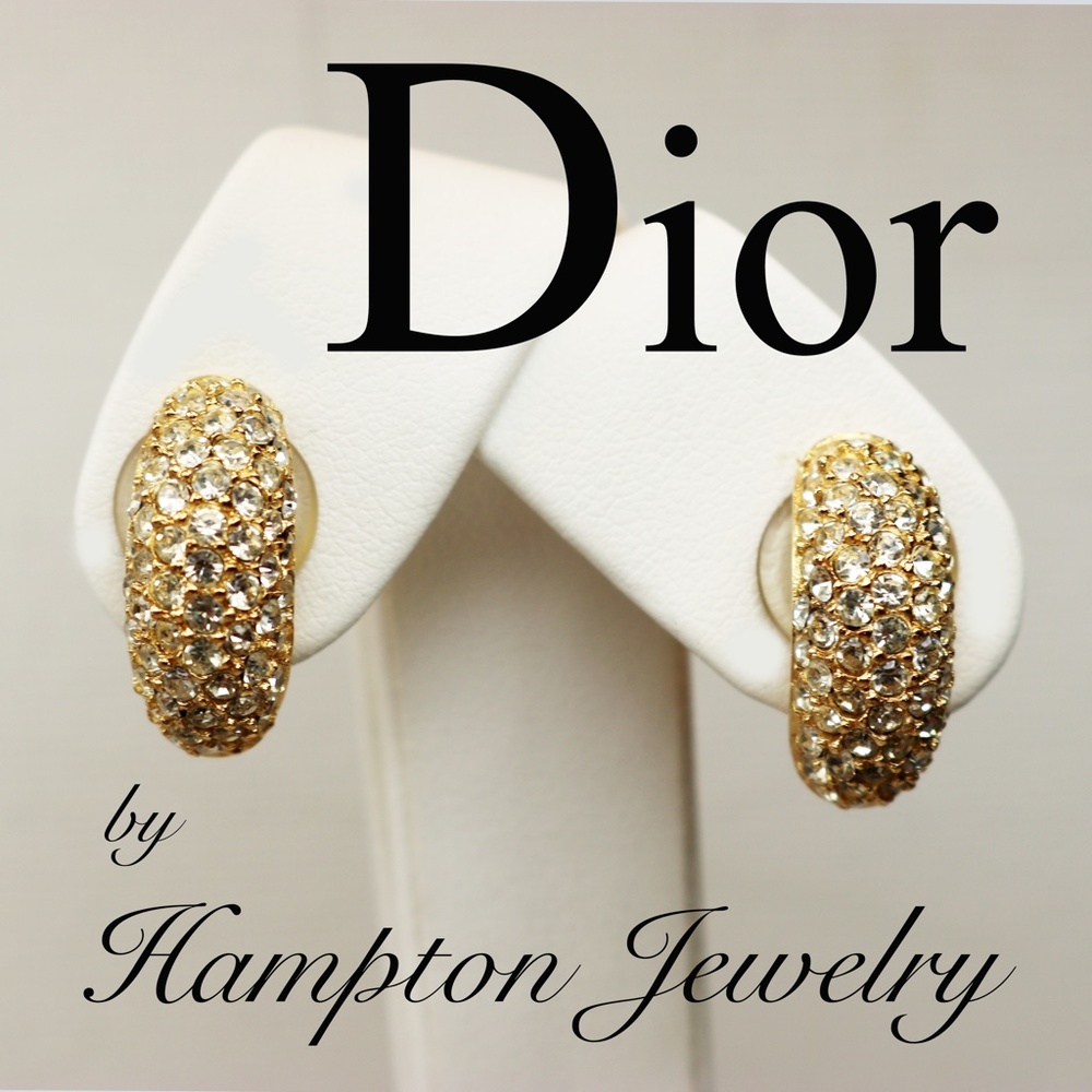 ⚜️ Vintage Christian Dior© Clear Crystal Earrings - Picture 6 of 16